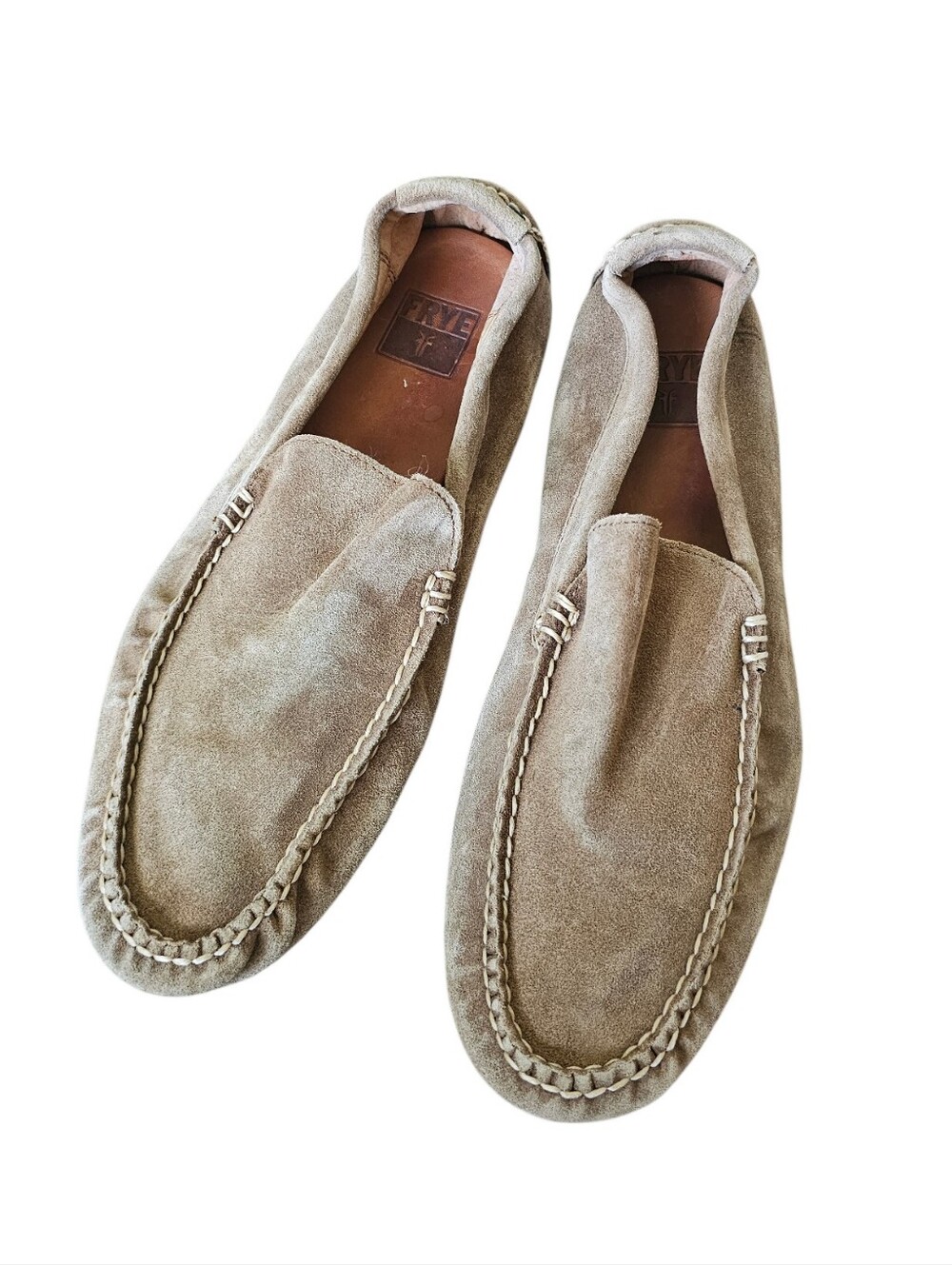 FRYE Suede Slip-On Driving Loafers Shoes in Taupe - Men's Dress Casual Size 9.5
